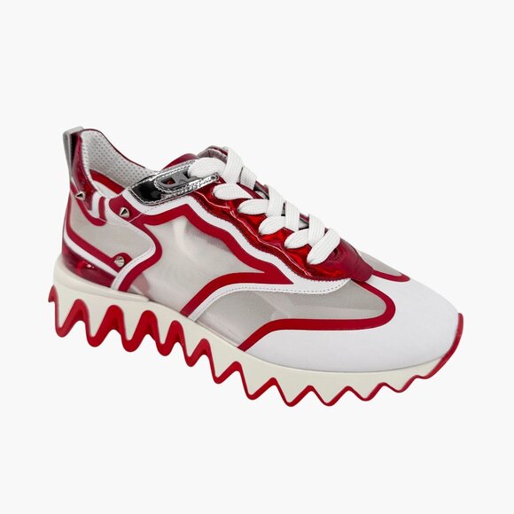Christian Louboutin Sharkina White Mesh Red Sneakers Size 38.5 US 8.5 Women 6969 - Picture 10 of 15